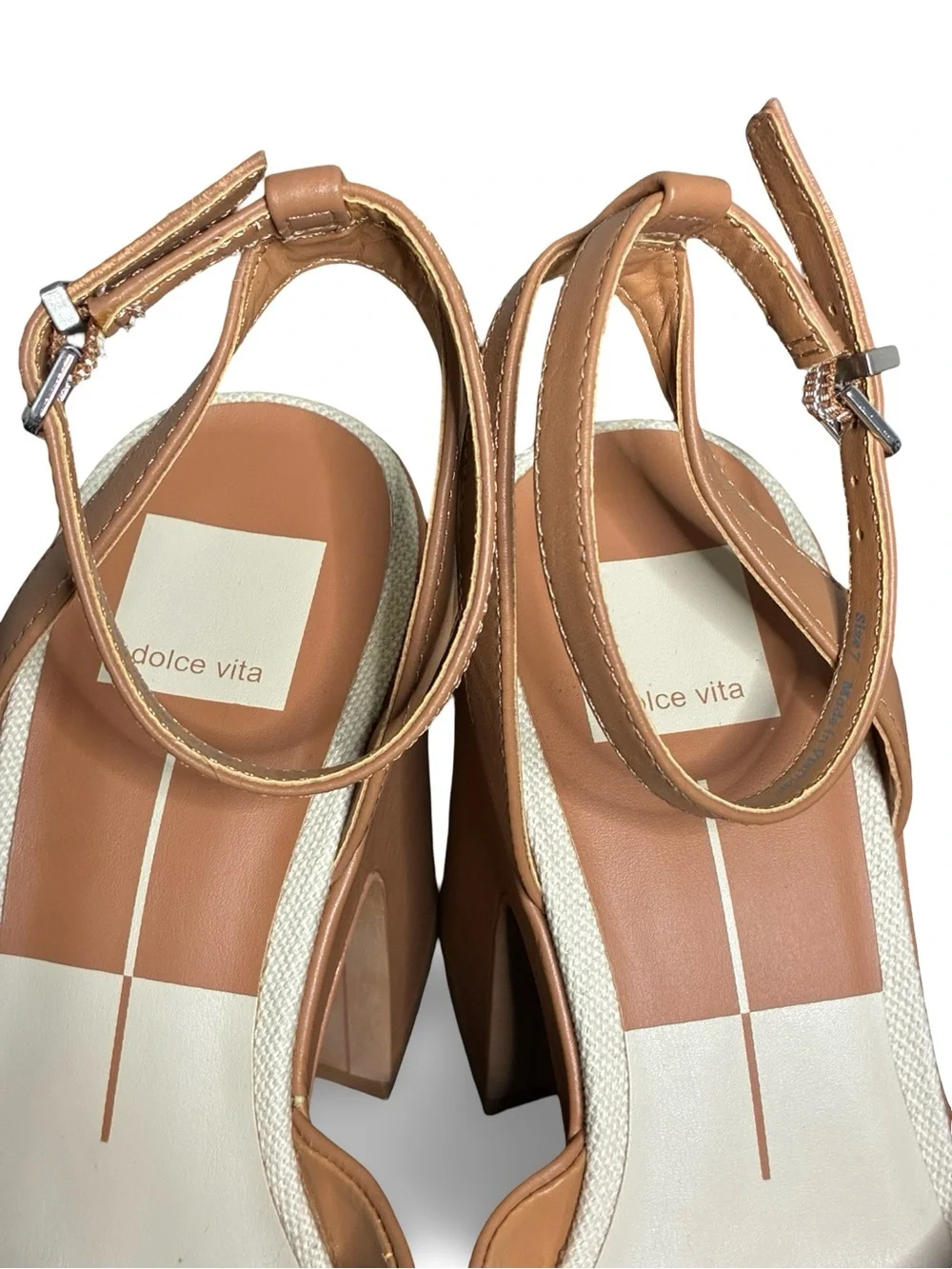 DV by Dolce Vita Cognac Platform Sandals with Ankle Strap